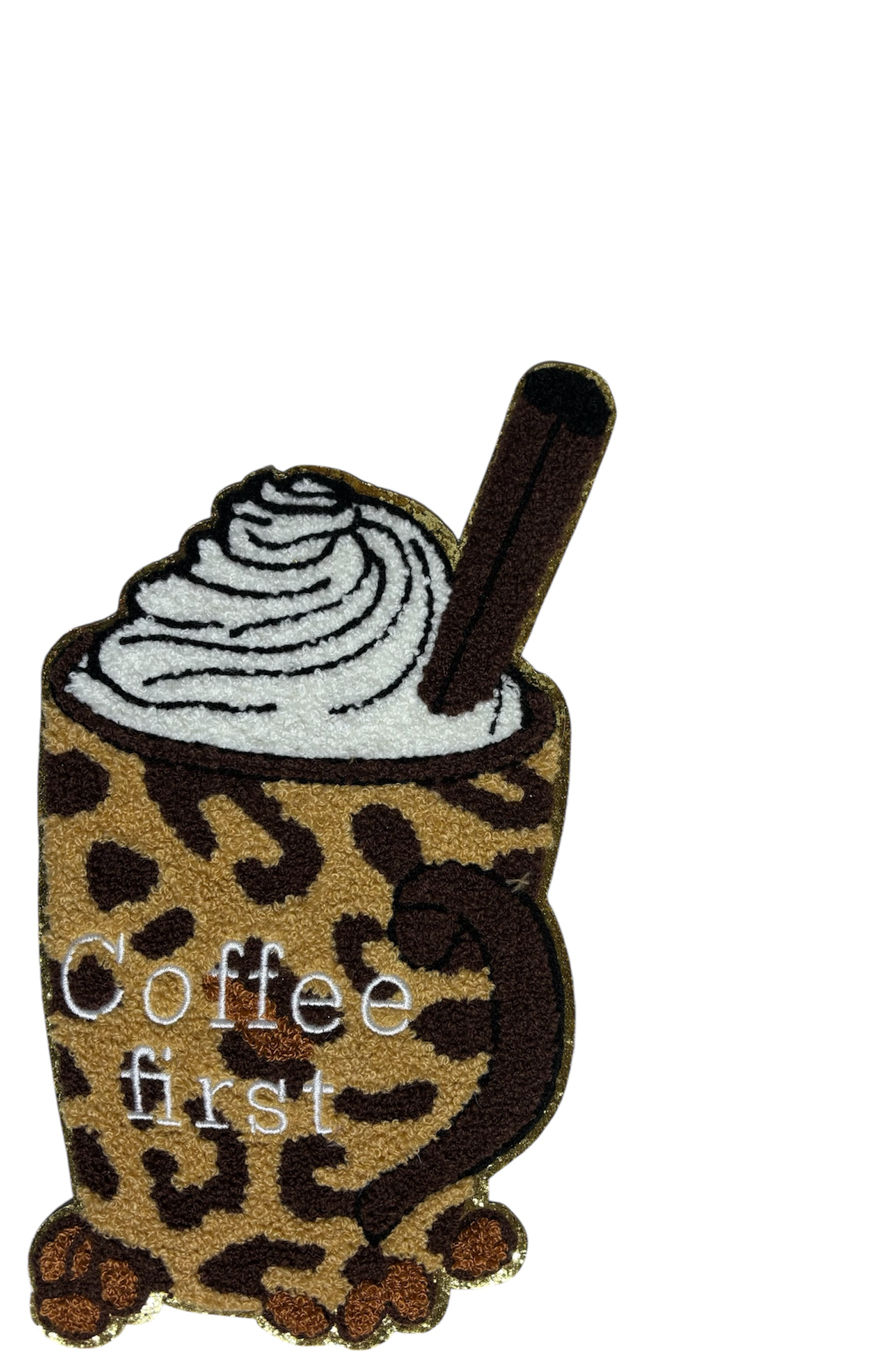 PATCH ONLY- Leopard Coffee First Chenille Patch