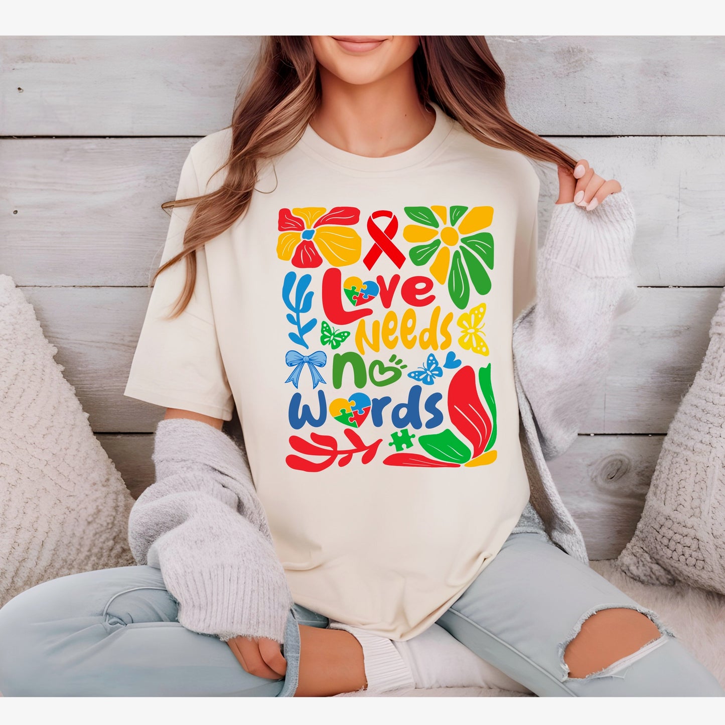 Autism Awareness Love needs no words Tee
