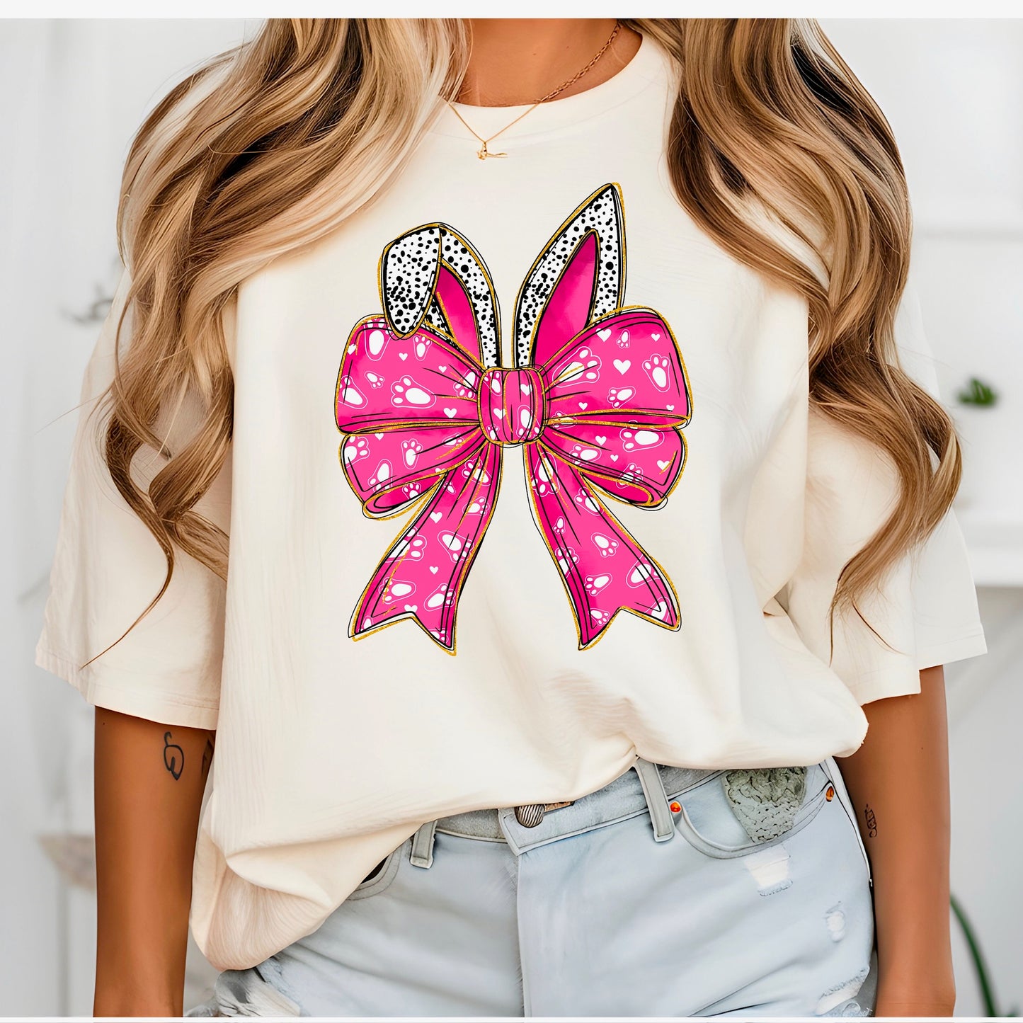 Hot Pink Easter Bow Tee