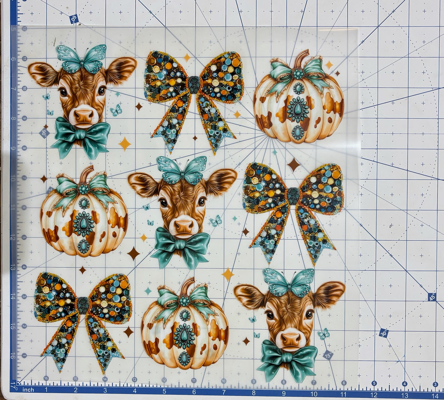 TRANSFER ONLY- Tic Tac Toe Rhinestones Cows and Bows