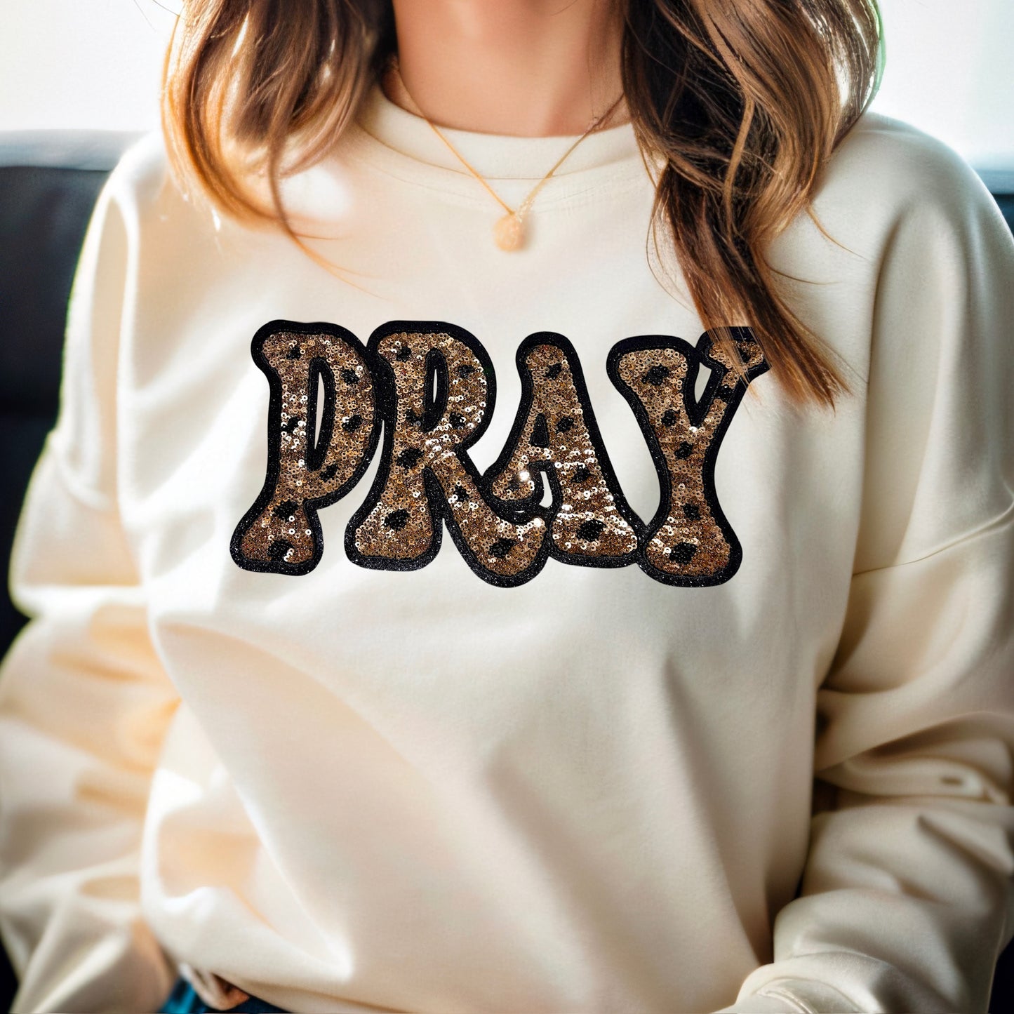 Rose Gold Sequin Pray Sweatshirt