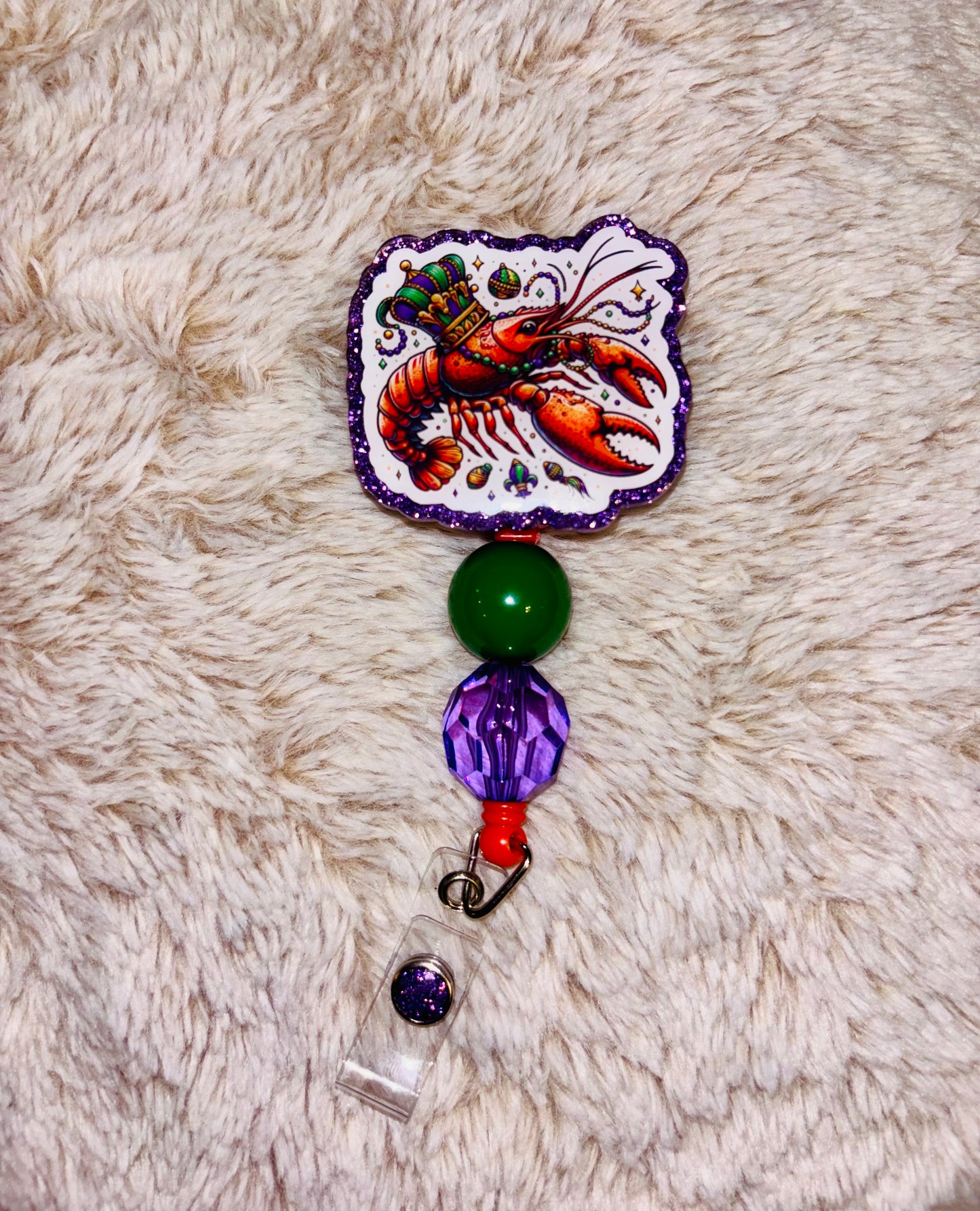 Mardi Gras Crawfish Badge Reel