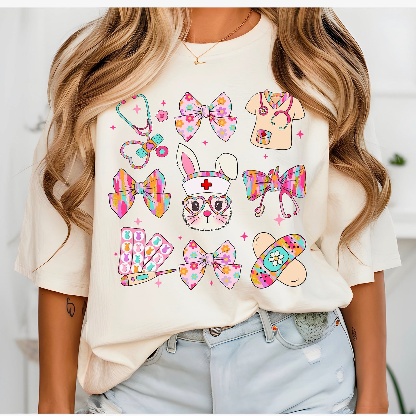 Colorful Easter Nurse Tee