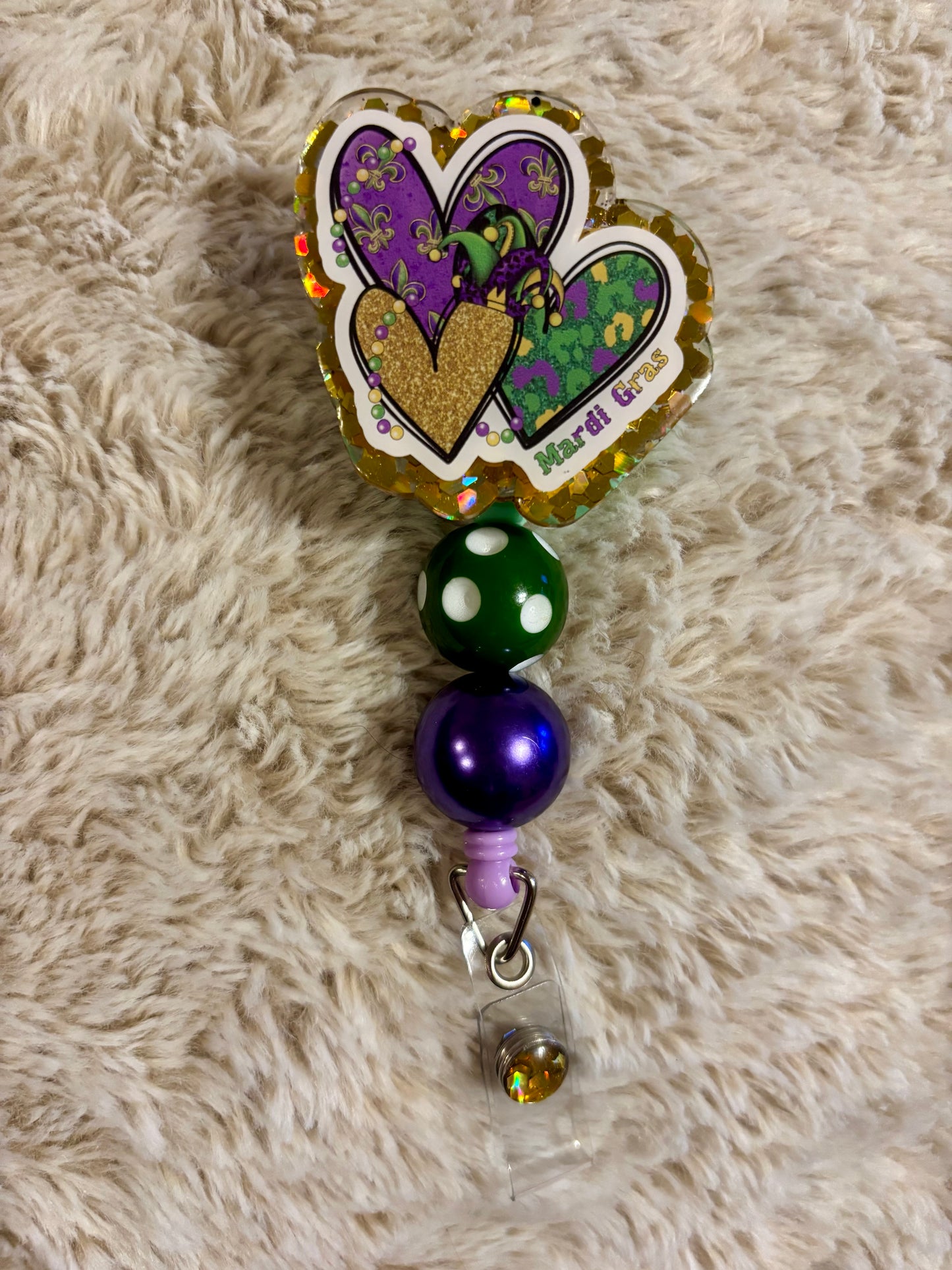 Mardi Gras Hearts Badge Reel