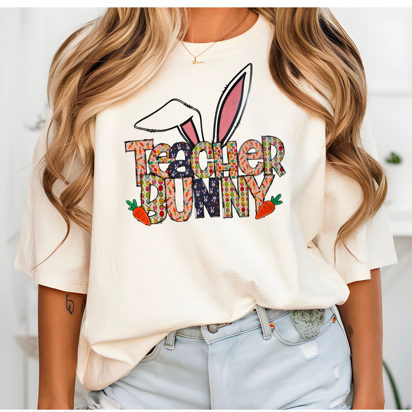Colorful Teacher Bunny Tee