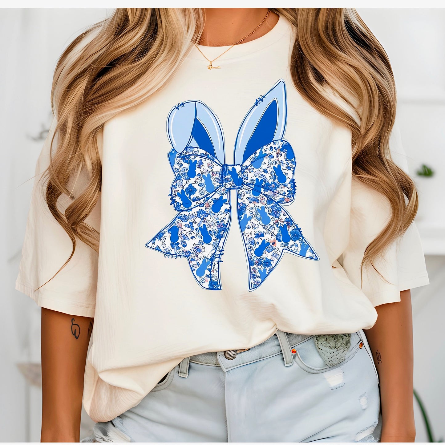 Chinoiserie Bunny Bow Tee