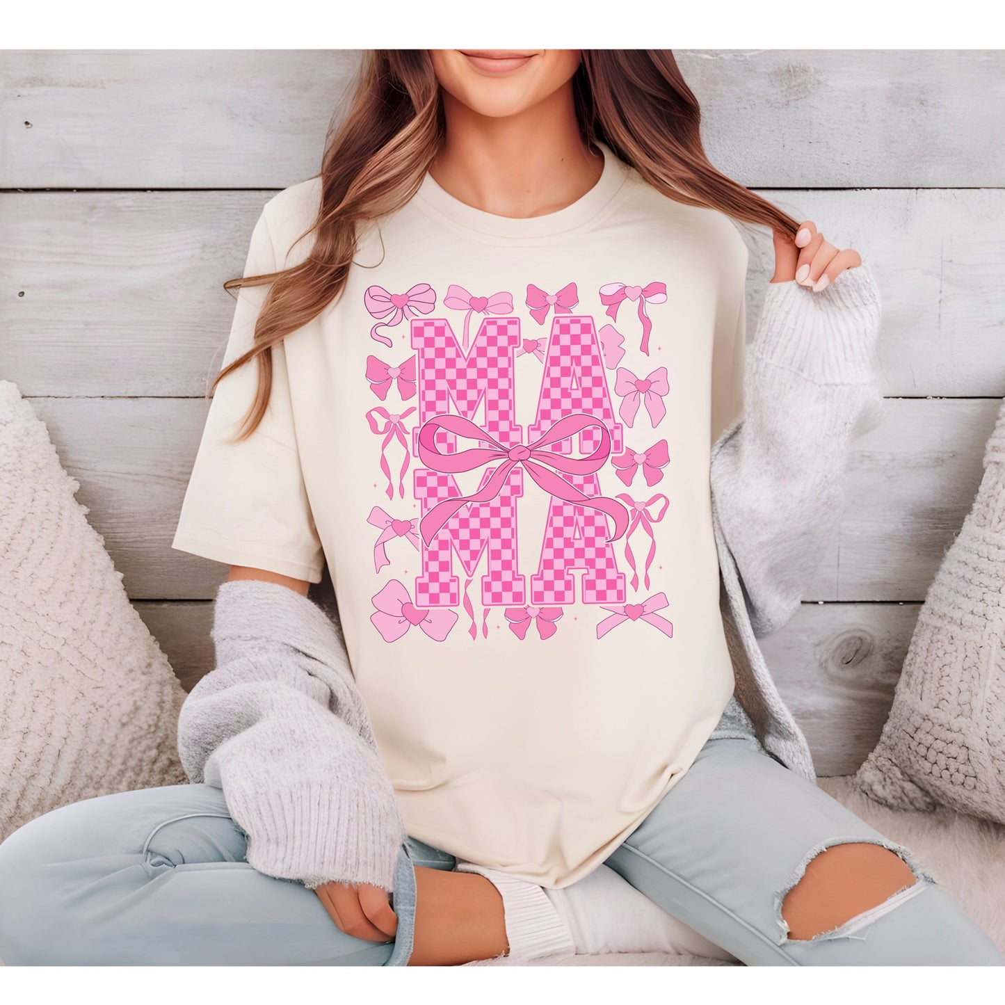 Pink coquette bows MAMA Tee