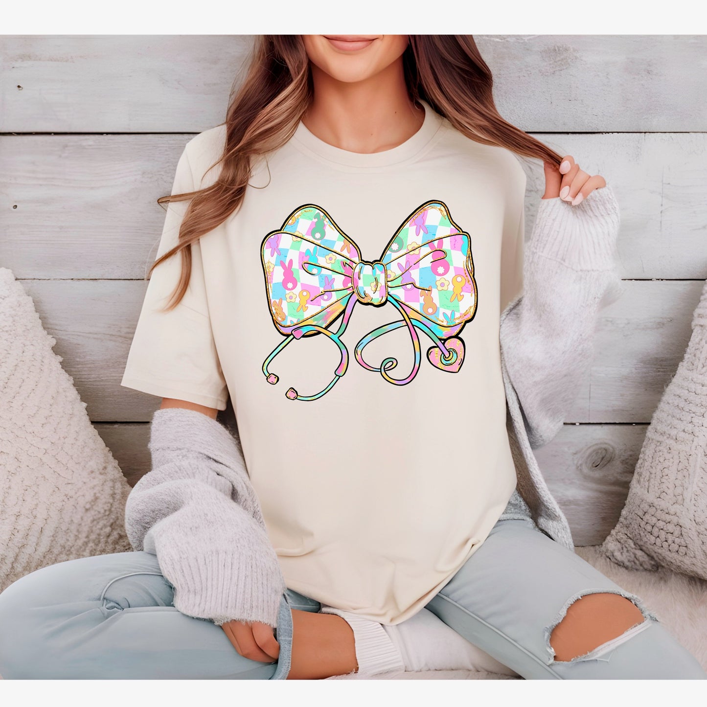 Nurse bunny stethoscope Tee