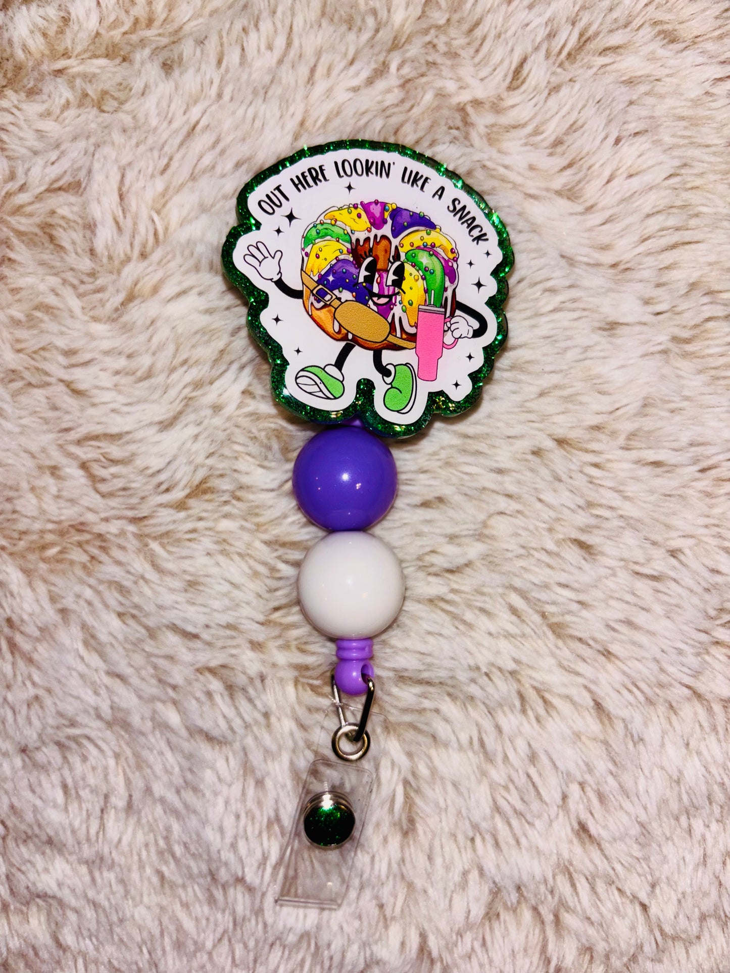 Mardi Gras King Cake Badge Reel