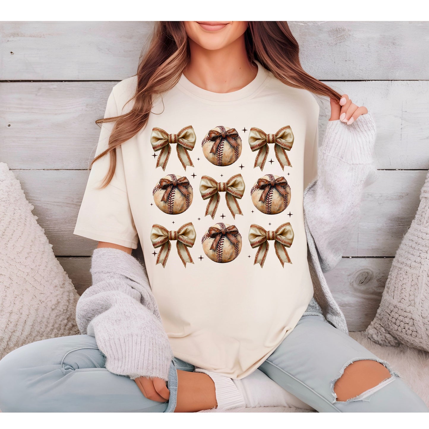 Tic Tac Toe Softball Bow T-shirt