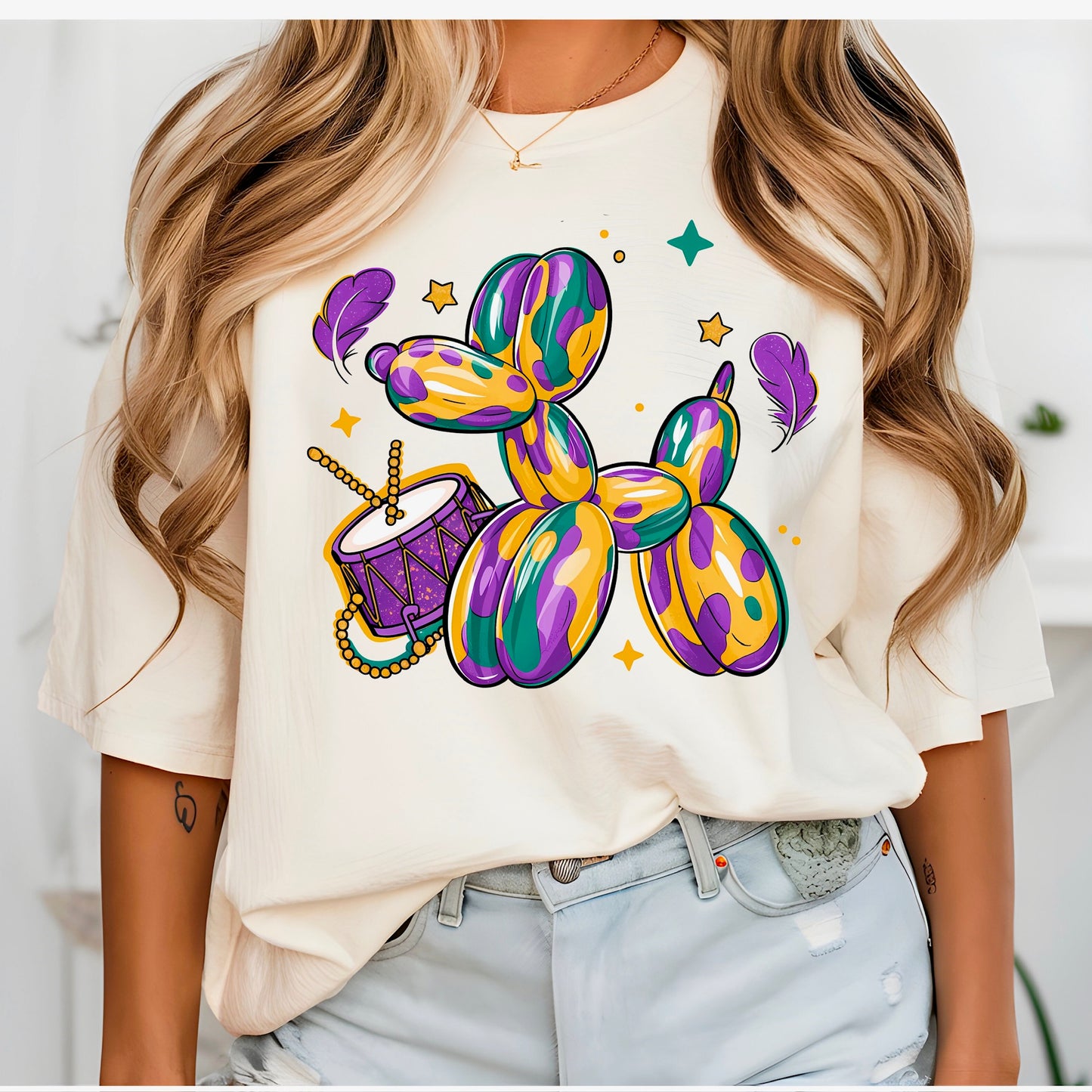 Mardi Gras Balloon Dog Tee