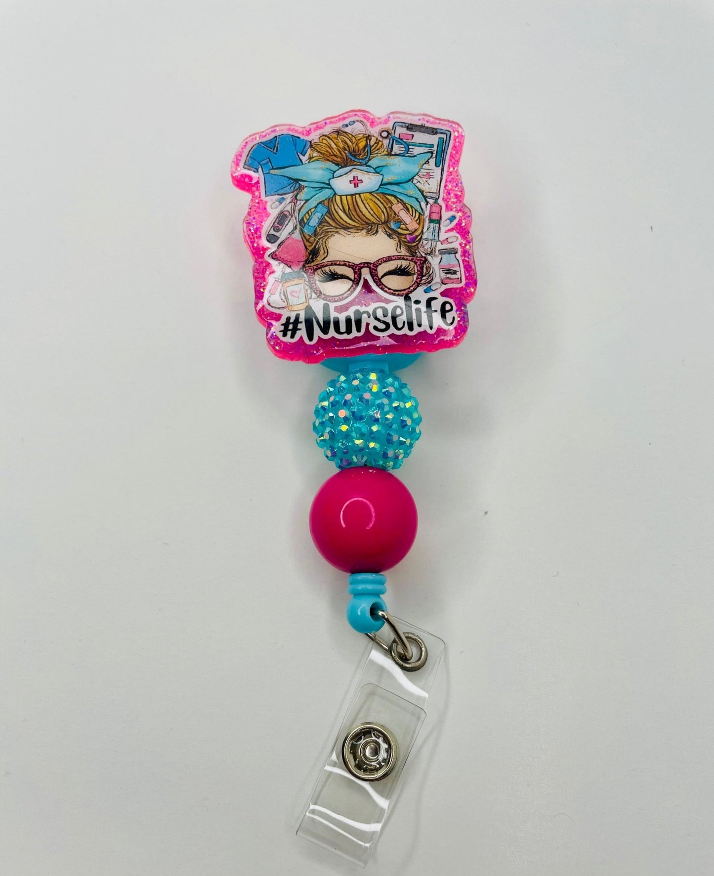Nurse Beaded Badge Reel, #Nurse - KLC by Karelyn D