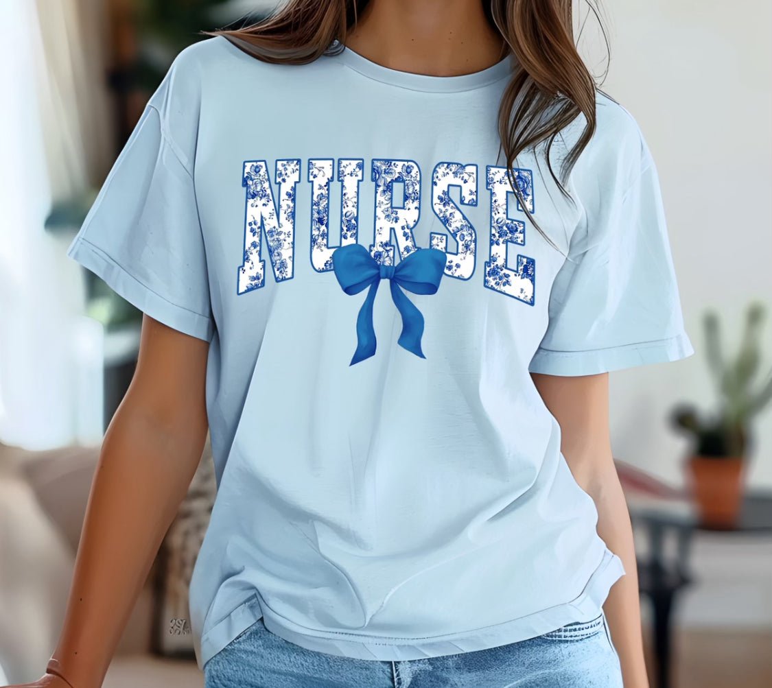 Nurse’s Chinoiserie Coquette Bow T-shirt - KLC by Karelyn D