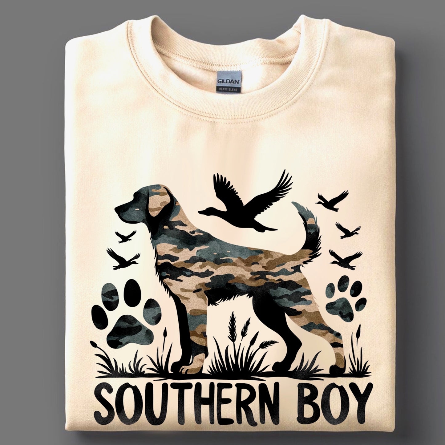 Southern Boy Camo Hunting Dog Youth Tee