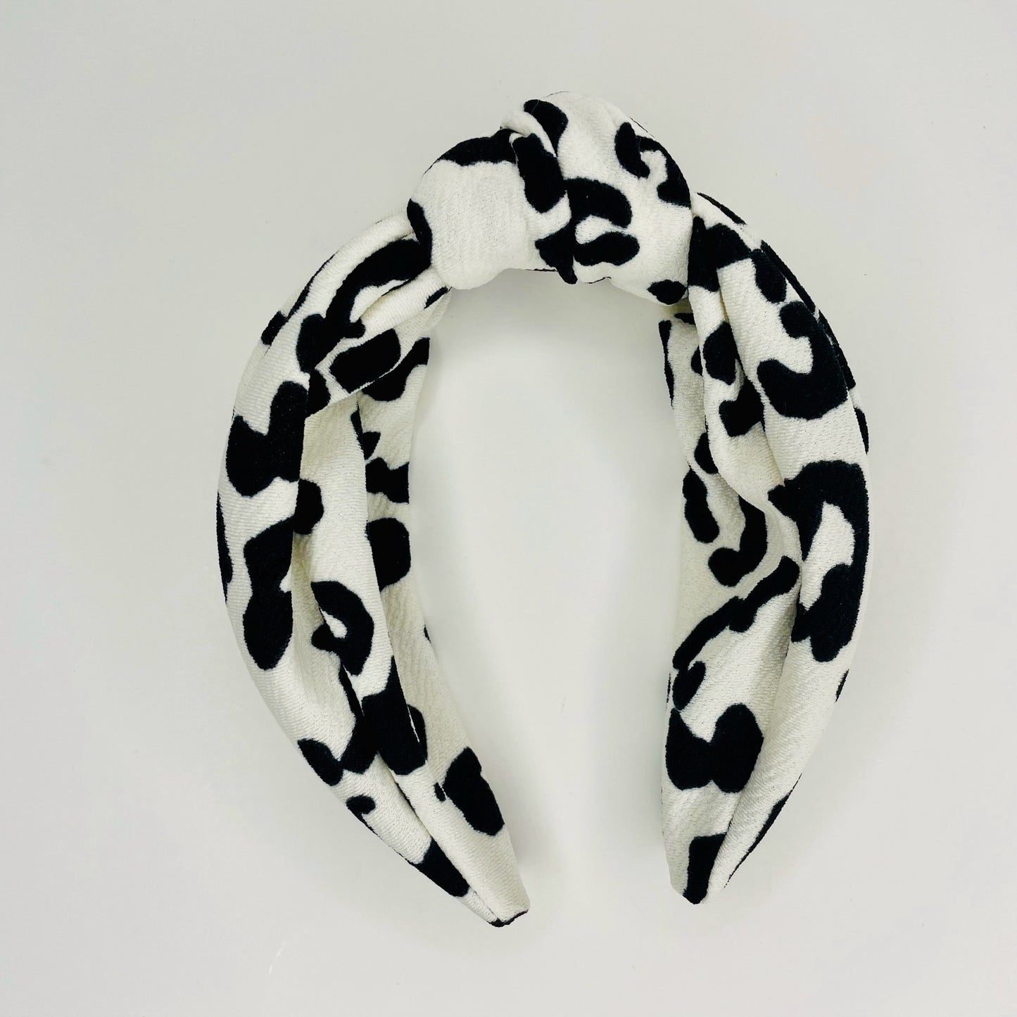 White and black leopard Scrunchie, headband and bow, Hair accessory, Soft Bullet fabric, handmade scrunchie