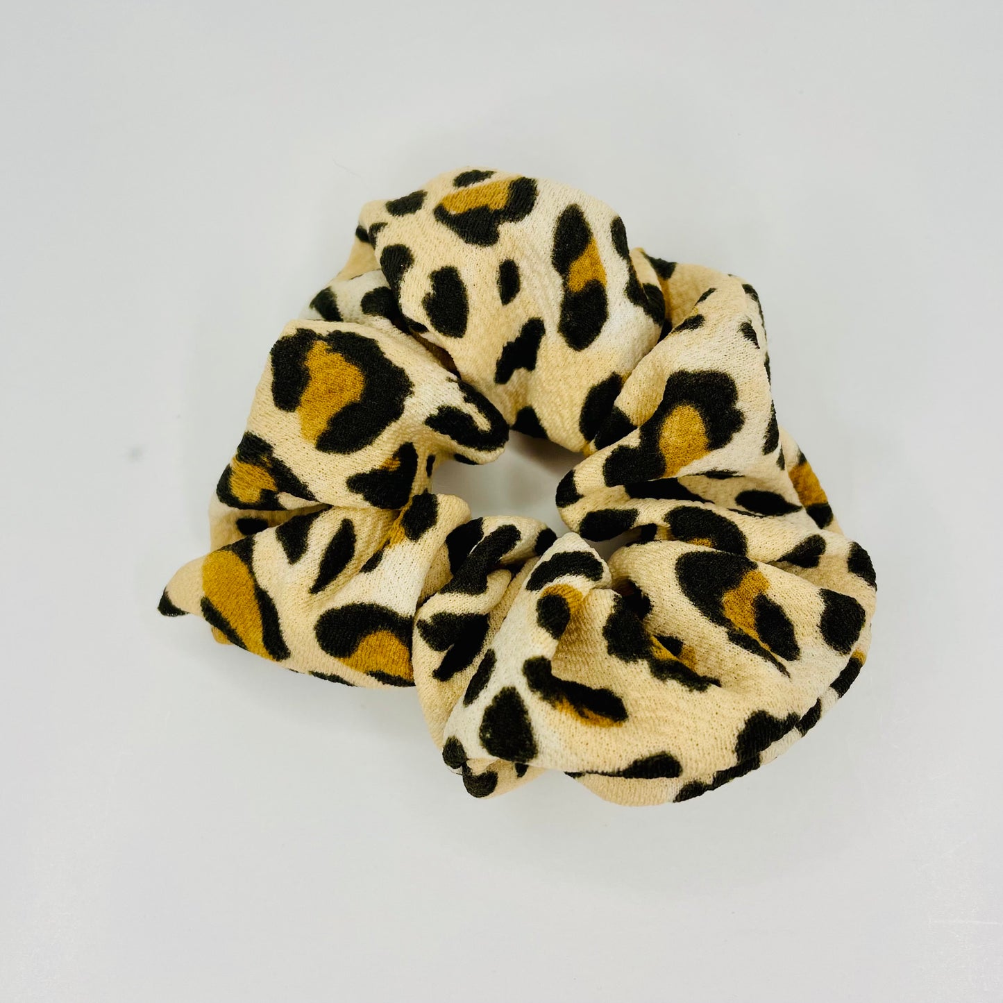 Leopard Scrunchie, headband and bow, Hair accessory, Soft Bullet fabric, handmade scrunchie