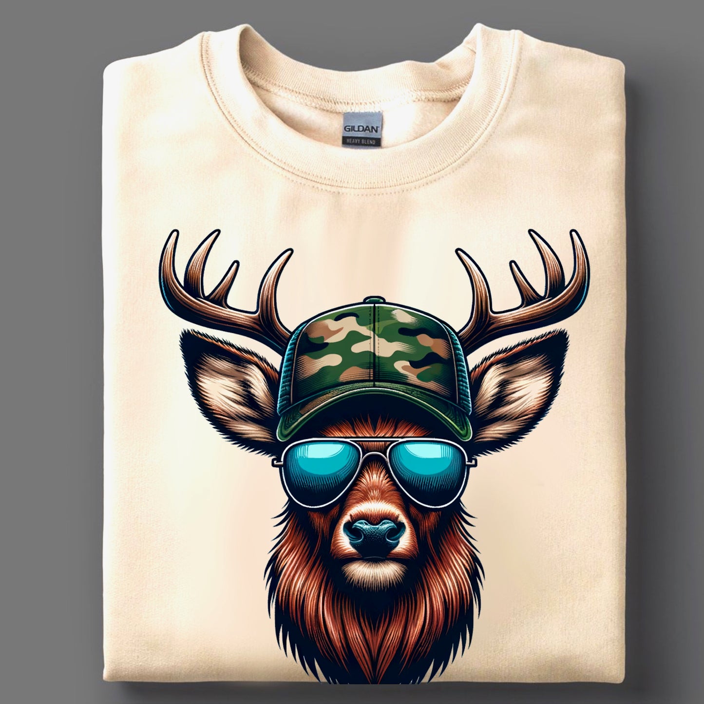 Youth Deer T-Shirt with Camo Hat and Sunglasses