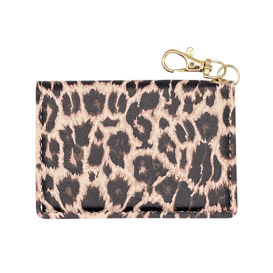 Slim Travel ID Wallet Keychain - Leopard