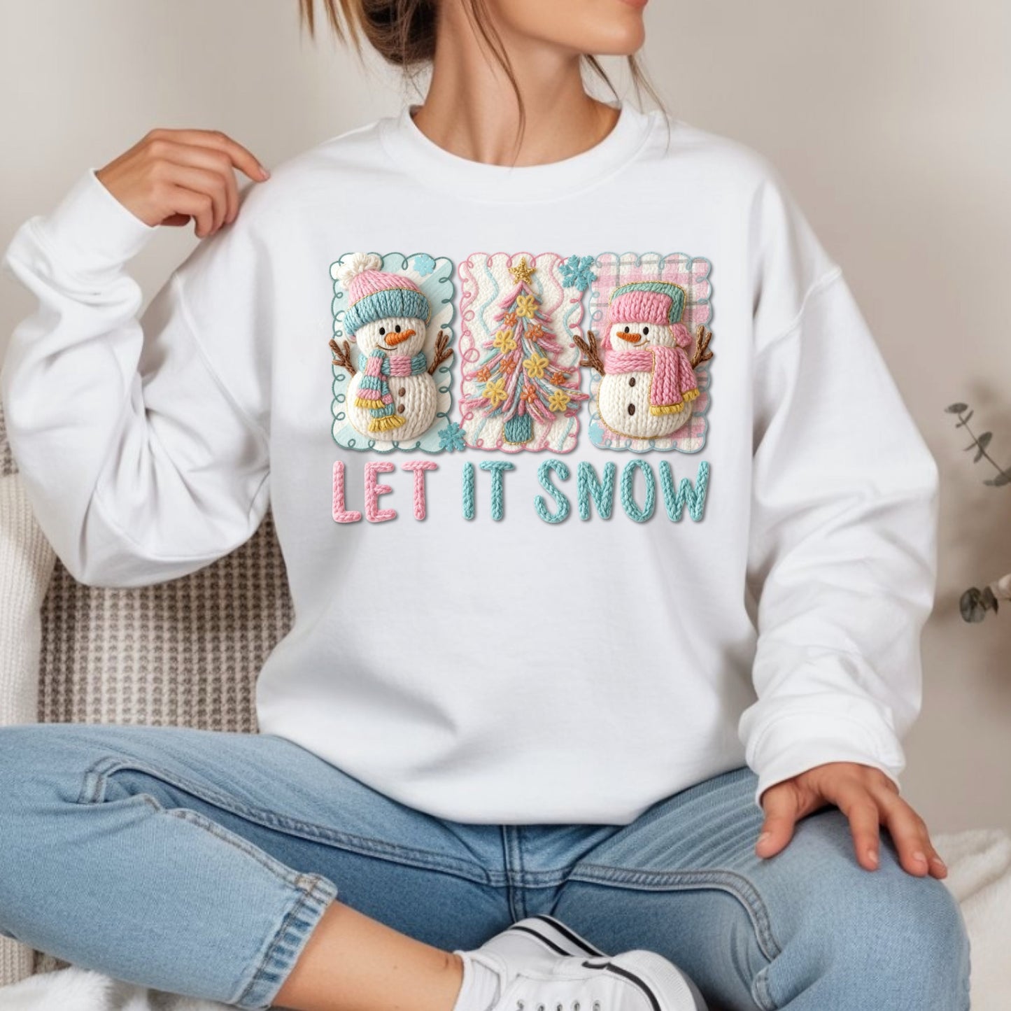 Faux Yarn Snowman Sweatshirt