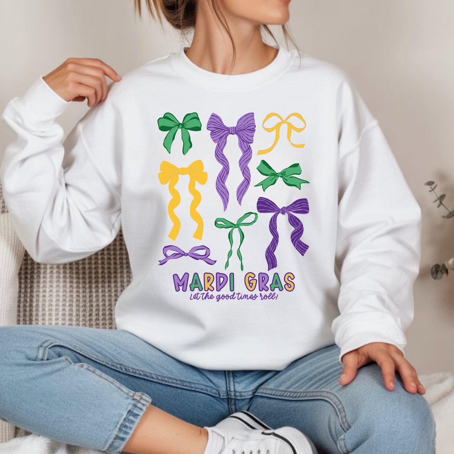 Mardi Gras Bow Sweatshirt