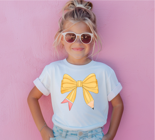 Youth Comfort Color T-shirt with Coquette Pencil Bow