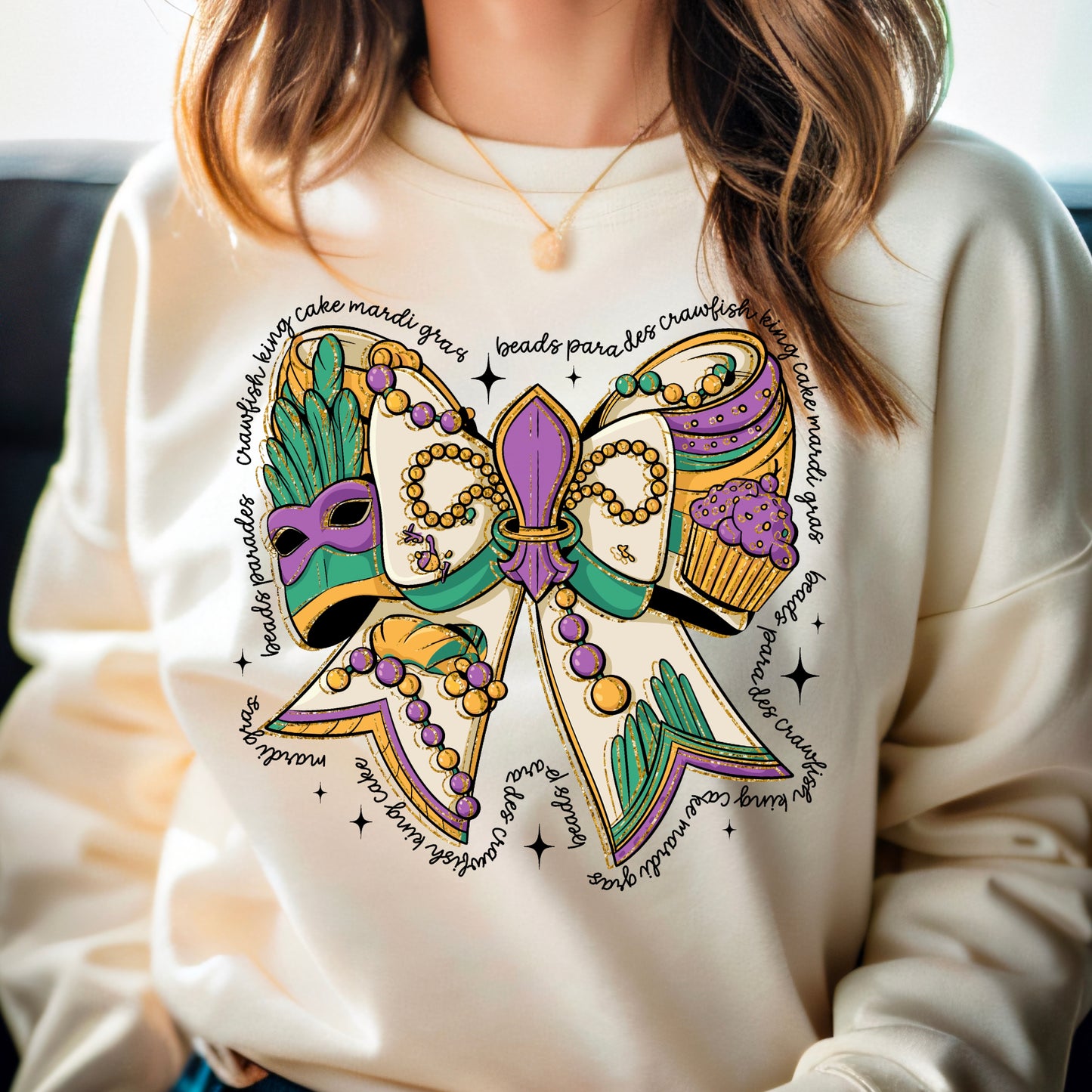 Women’s Mardi Gras Coquette Bow Sweatshirt