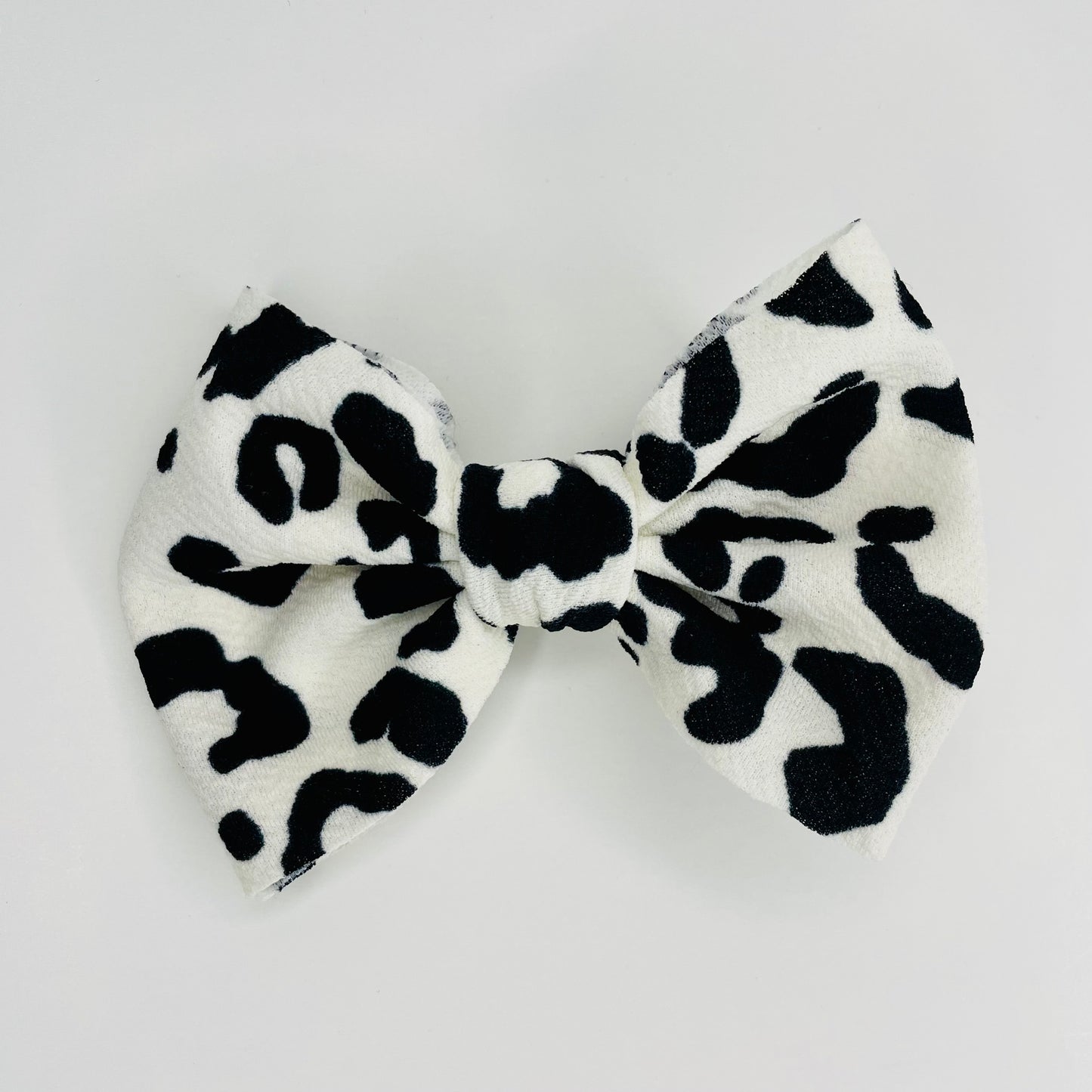 White and black leopard Scrunchie, headband and bow, Hair accessory, Soft Bullet fabric, handmade scrunchie