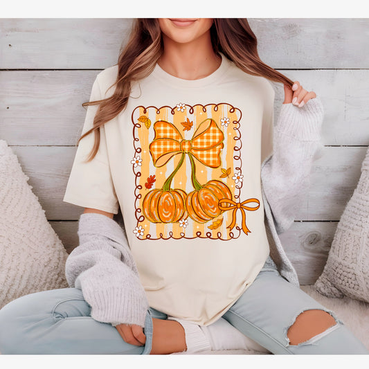 Fall Pumpkin Cherries with Bow T-shirt
