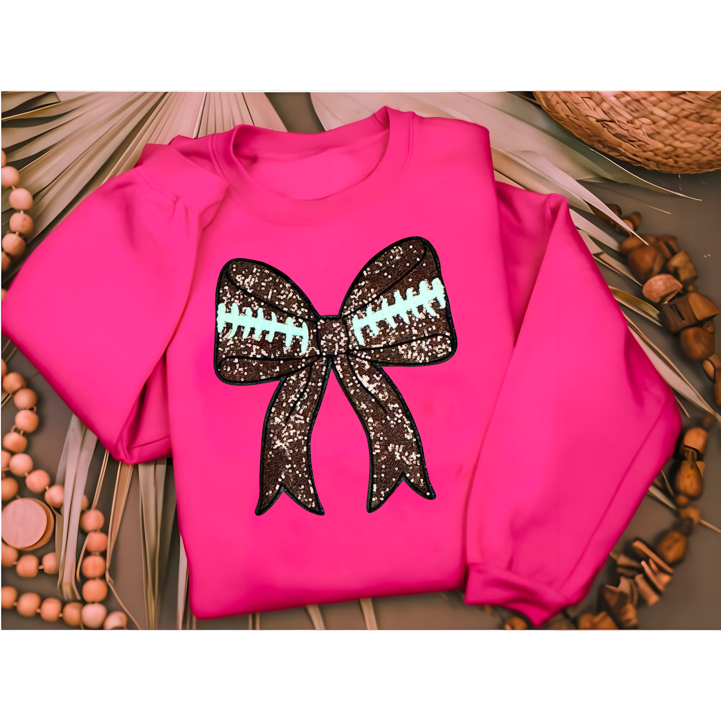 Sequin Football Bow Sweatshirt