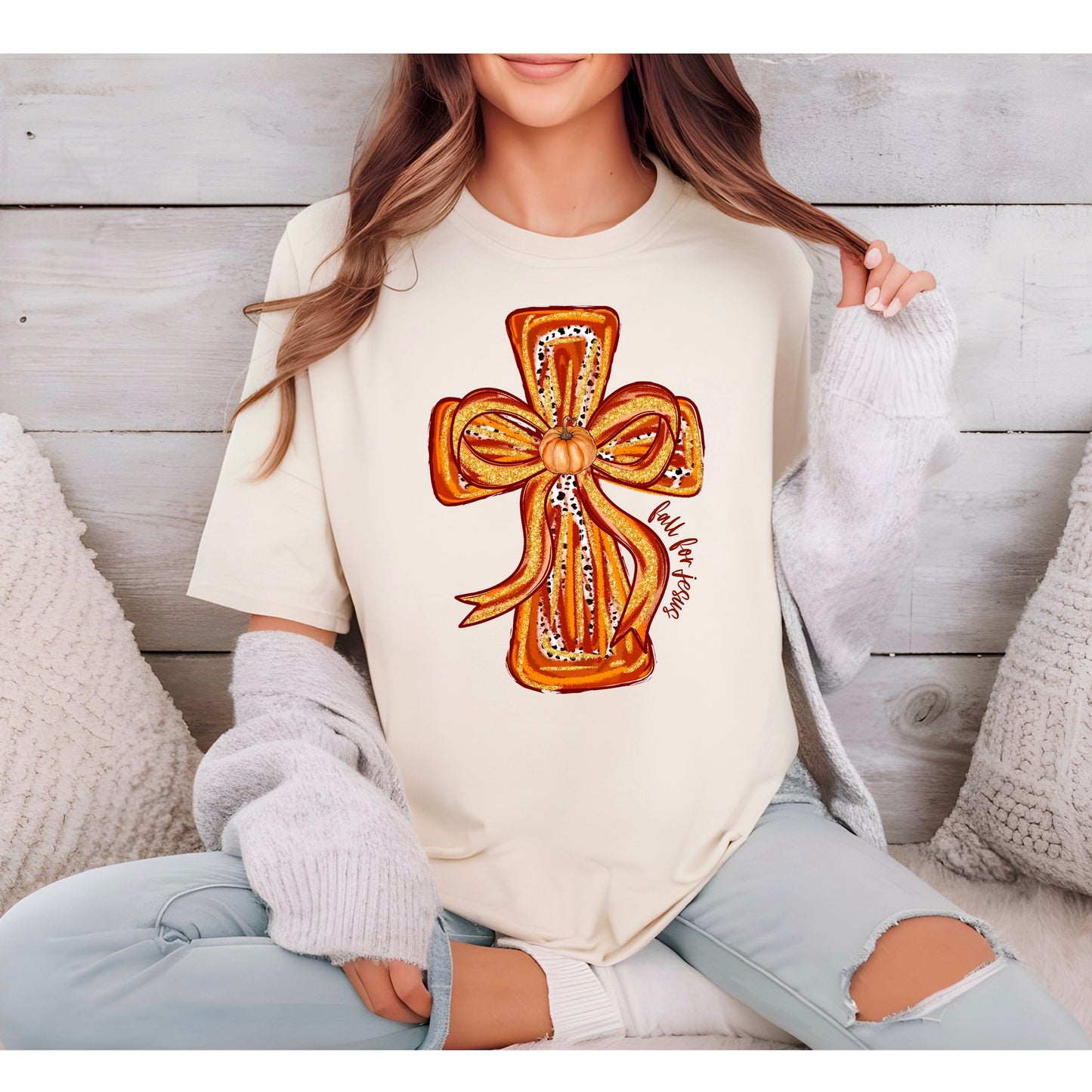 Fall Pumpkin Cross T-shirt