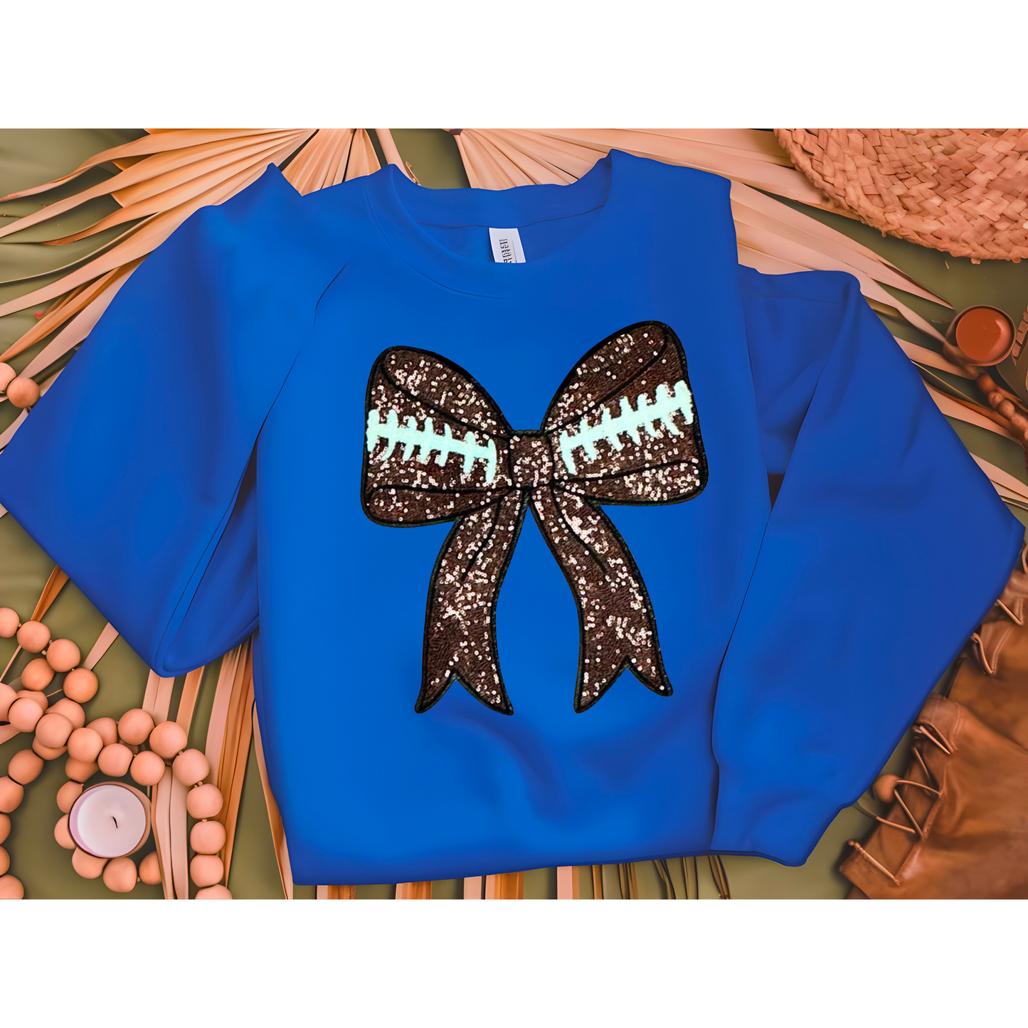 Sequin Football Bow Sweatshirt