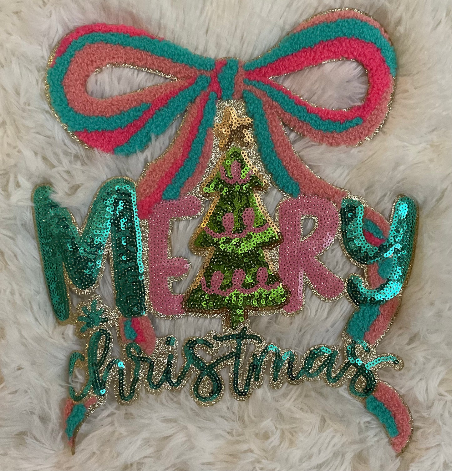 PATCH ONLY- Chenille and Sequin Christmas Patch