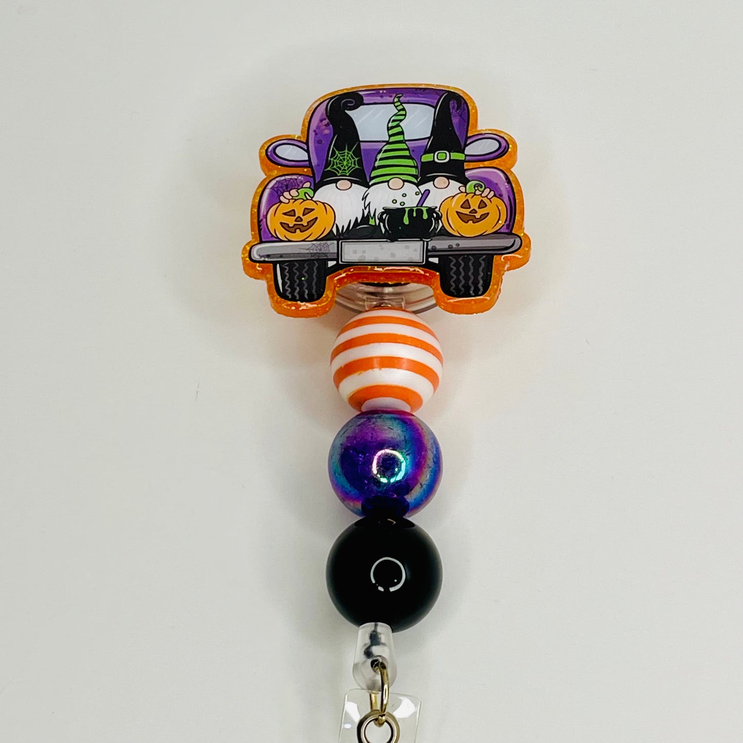 Halloween Truck Beaded Badge Reel