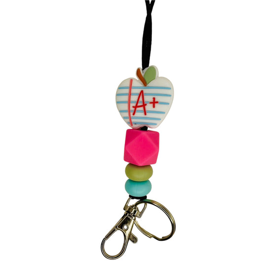 Silicone beaded lanyard with A+ silicone bead, and other coordinating beads with breakaway clasp