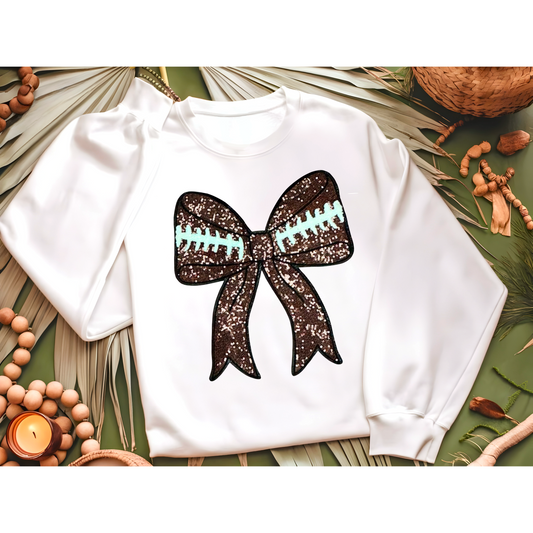 Sequin Football Bow Sweatshirt