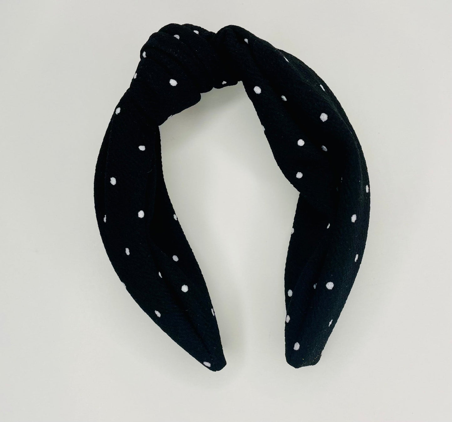 Black with white dots Scrunchie, headband and bow, Hair accessory, Soft Bullet fabric, handmade scrunchie - KLC by Karelyn D