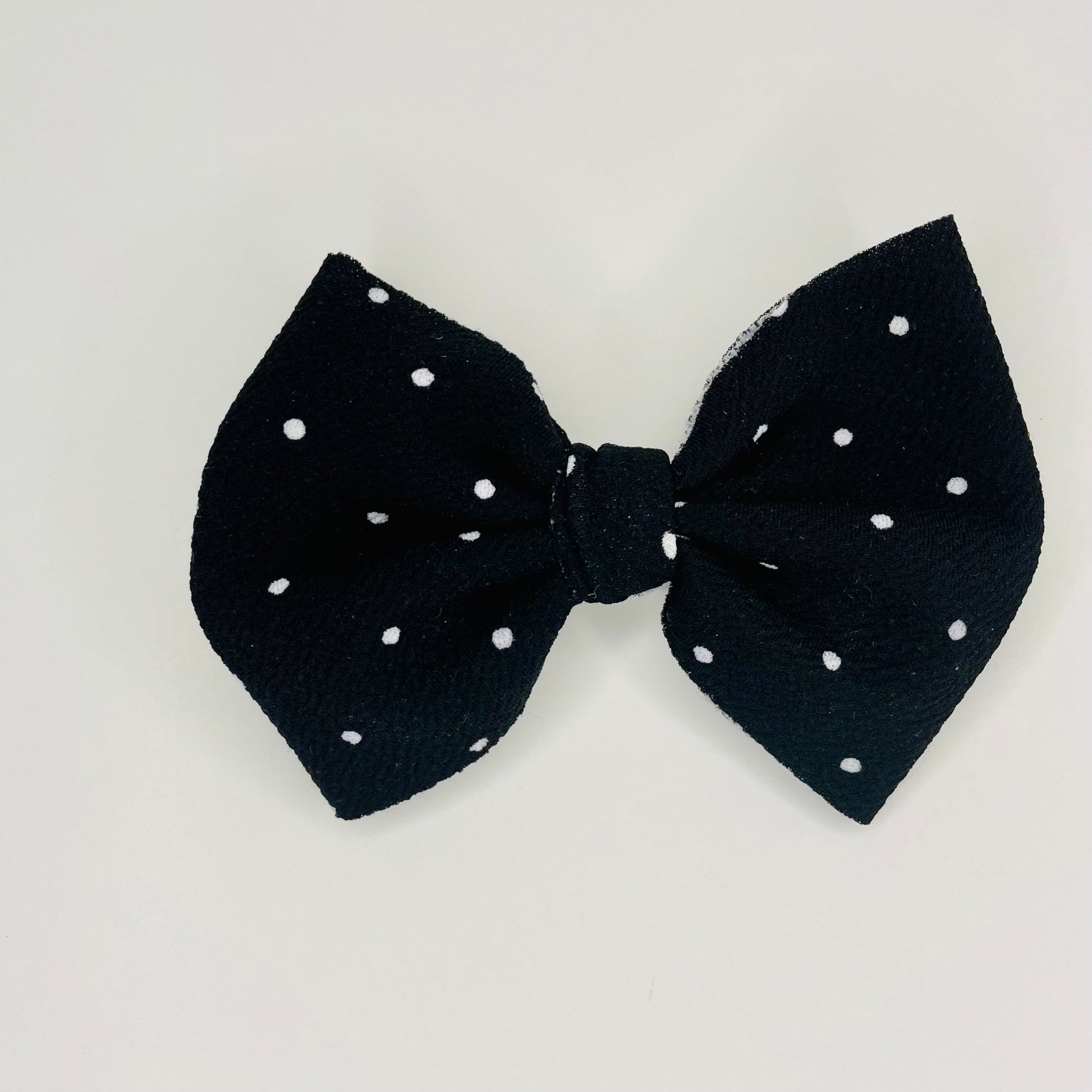 Black with white dots Scrunchie, headband and bow, Hair accessory, Soft Bullet fabric, handmade scrunchie - KLC by Karelyn D