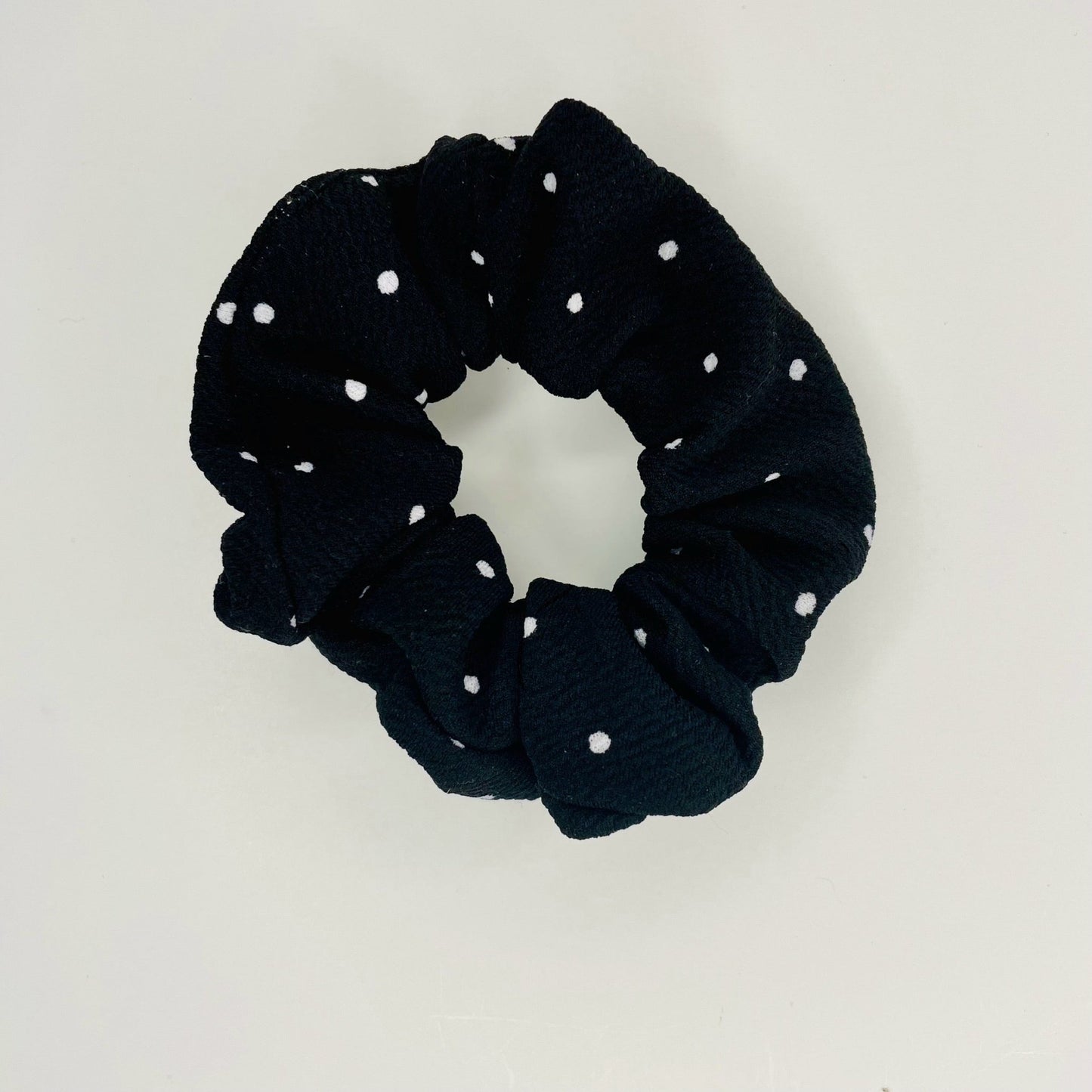 Black with white dots Scrunchie, headband and bow, Hair accessory, Soft Bullet fabric, handmade scrunchie - KLC by Karelyn D