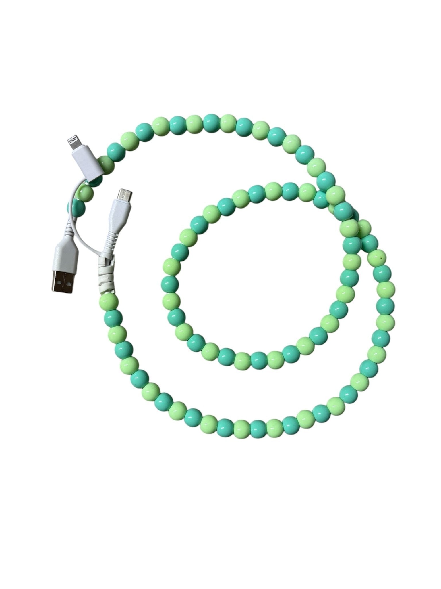 Blue and green Beaded Phone Charger - KLC by Karelyn D