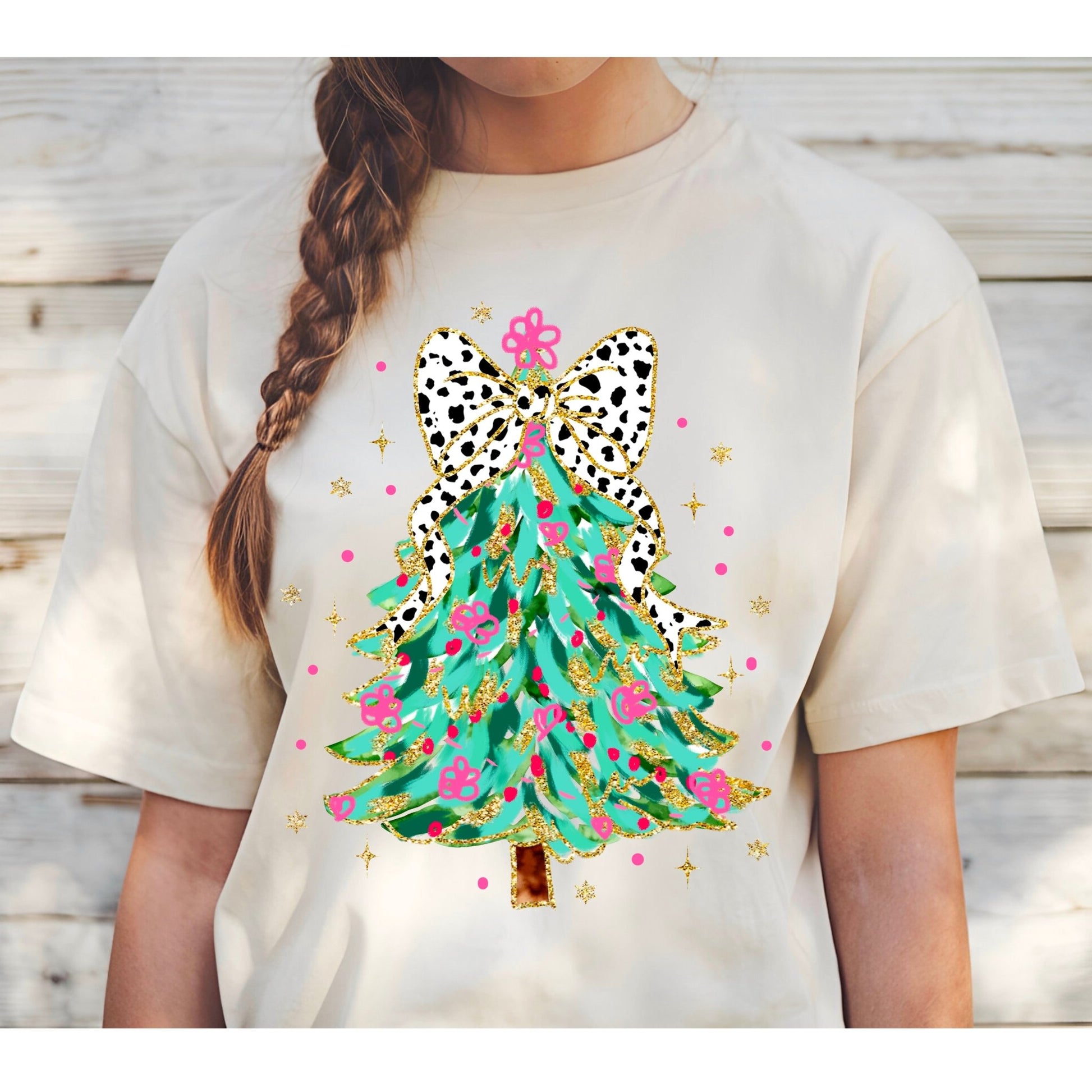 Bright Colored Coquette Christmas Tree T-shirt - KLC by Karelyn D