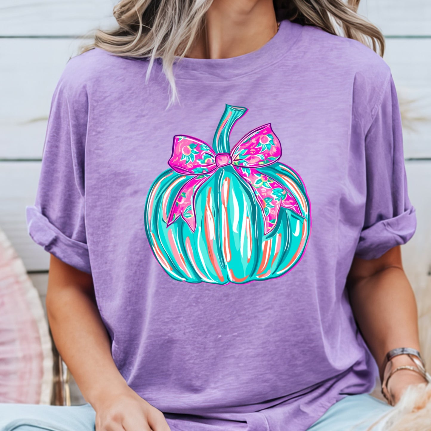 Bright Painted Pumpkin T-shirt - KLC by Karelyn D