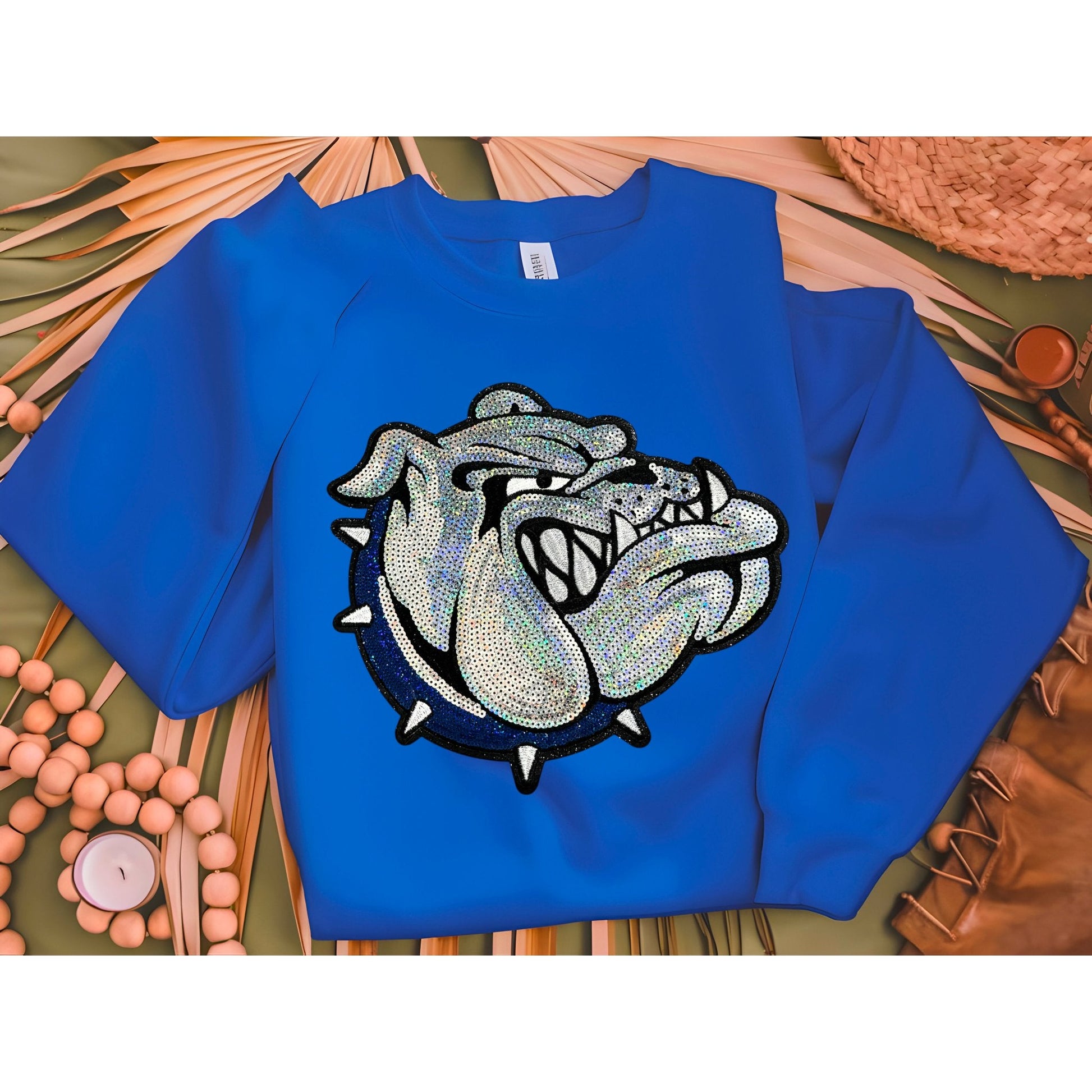 Bulldog Sequin Sweatshirt, Sequin patch sweatshirt, bulldog apparel - KLC by Karelyn D