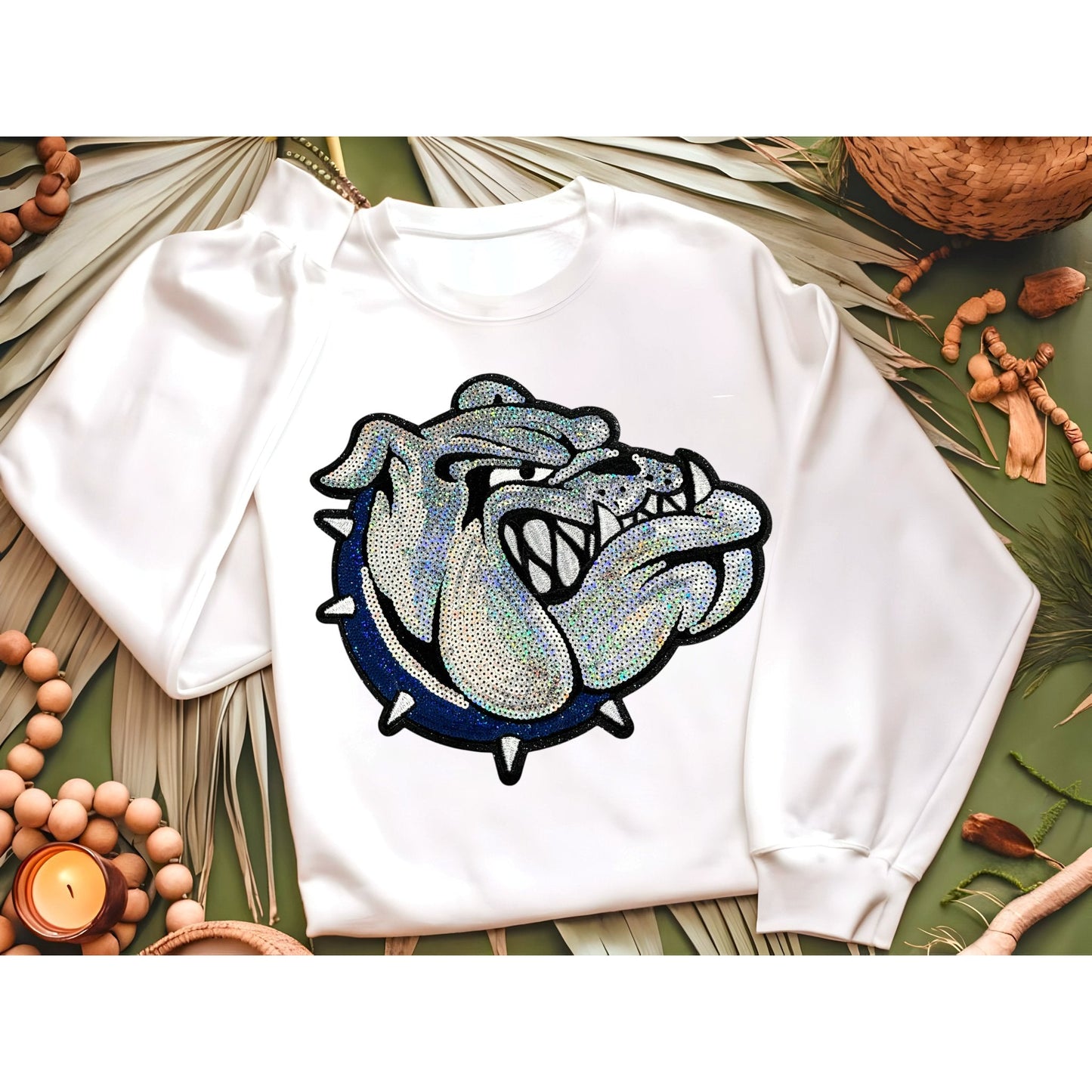 Bulldog Sequin Sweatshirt, Sequin patch sweatshirt, bulldog apparel - KLC by Karelyn D