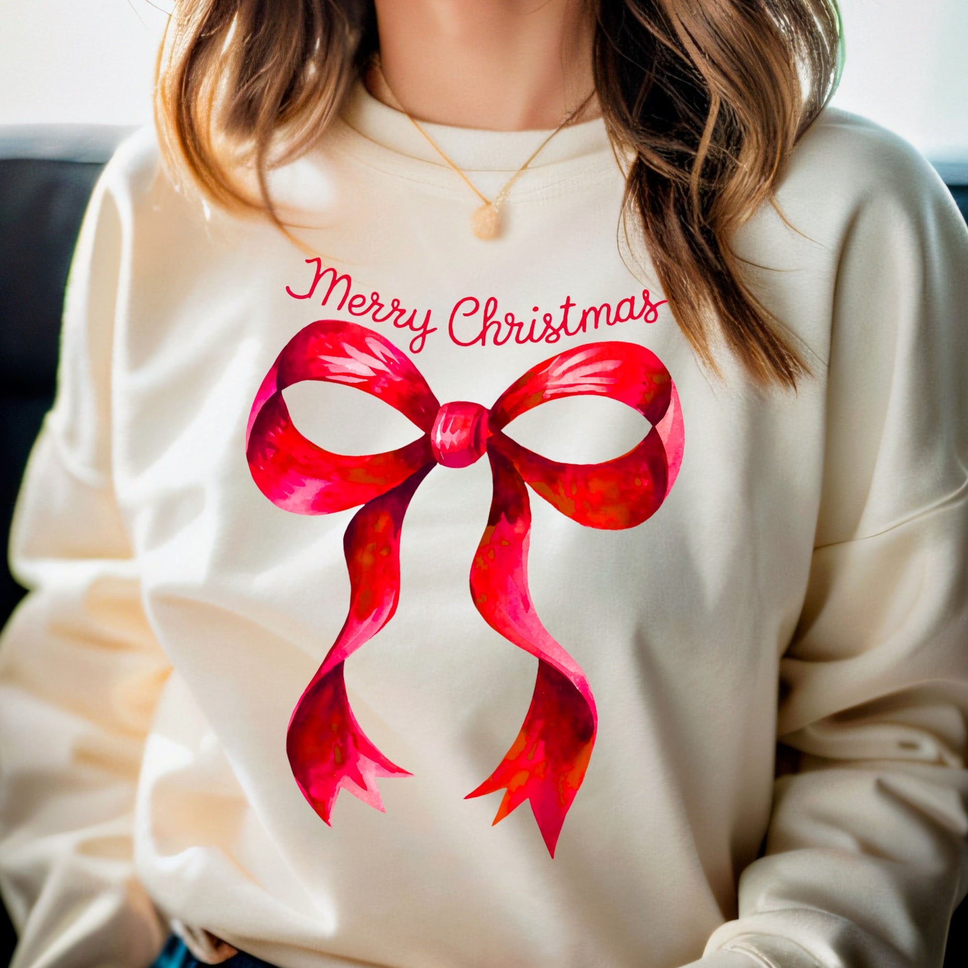 Christmas Bow Sweatshirt - KLC by Karelyn D