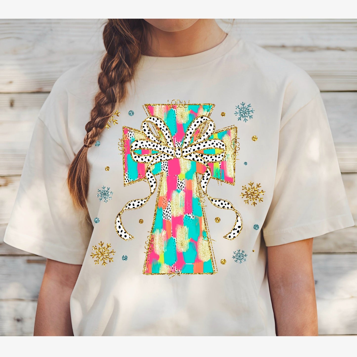 Colorful Cross & Snowflake T-Shirt - KLC by Karelyn D