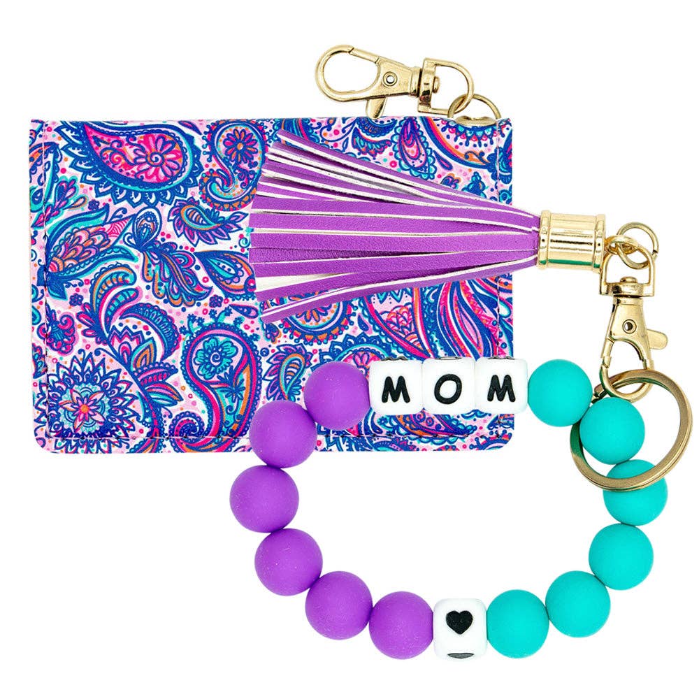 COMBO ID Wallet and wristlet Keychain Mom - Paisley - KLC by Karelyn D