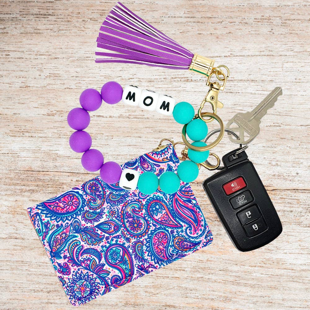 COMBO ID Wallet and wristlet Keychain Mom - Paisley - KLC by Karelyn D