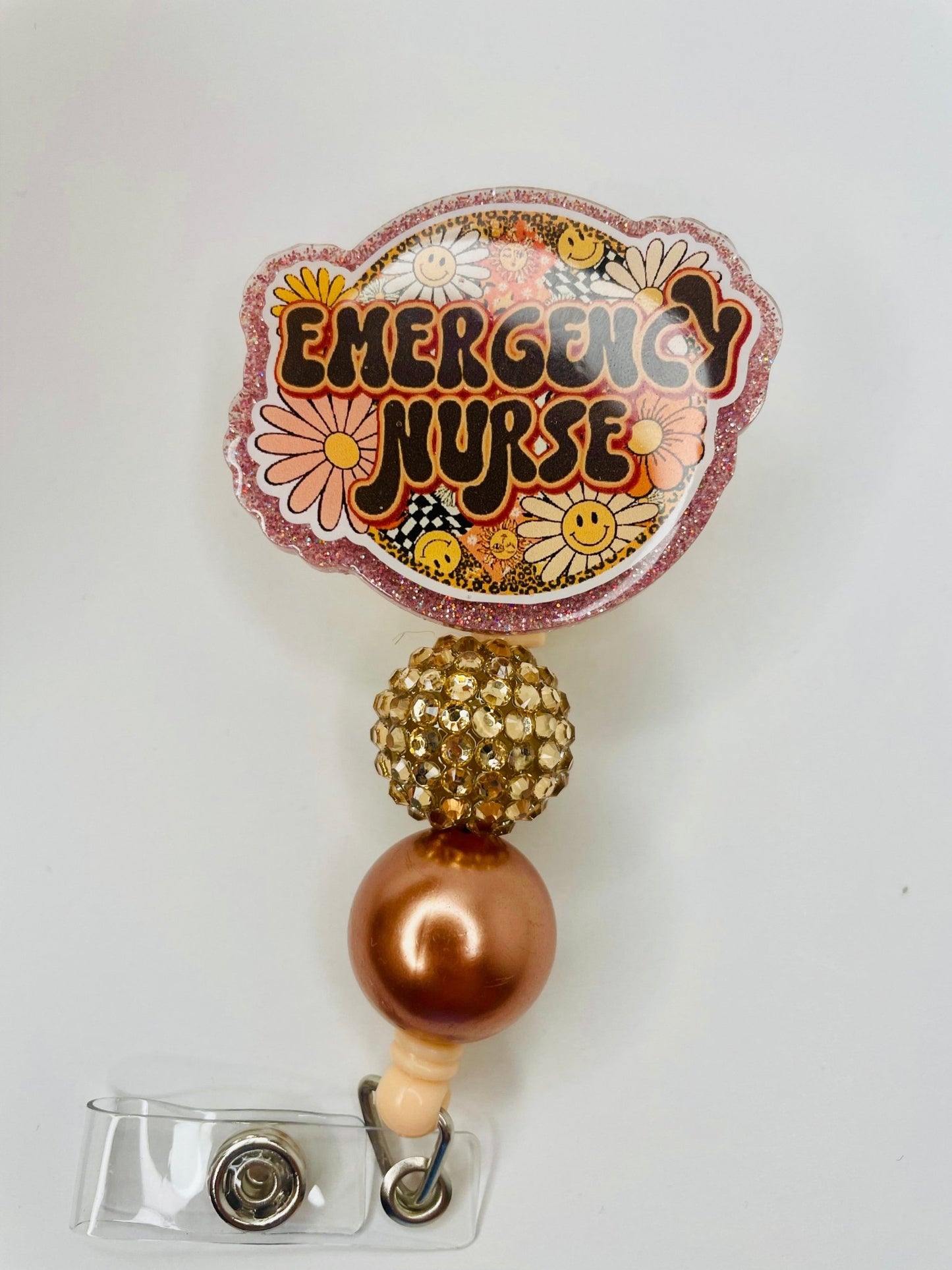 Emergency Nurse Beaded Badge Reel - KLC by Karelyn D