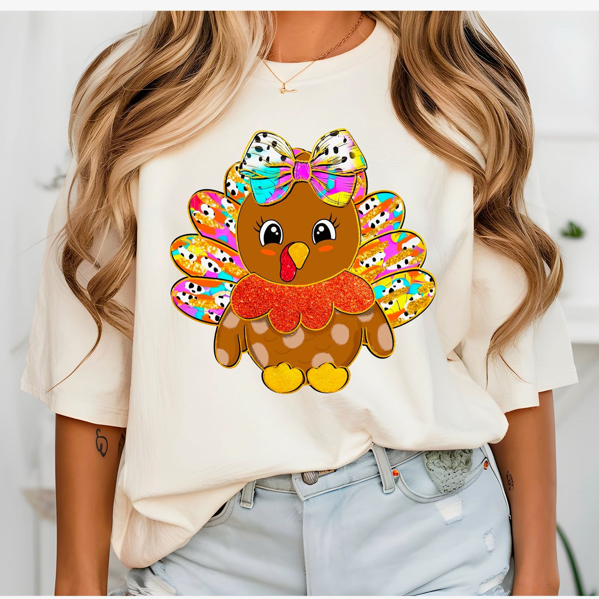 Faux Glitter Turkey T-Shirt - KLC by Karelyn D