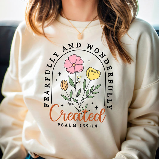 Fearfully and Wonderfully Created ivory Sweatshirt - KLC by Karelyn D